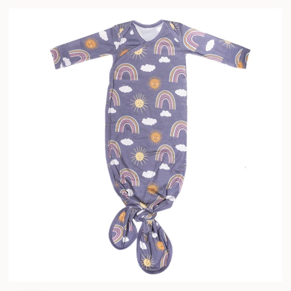 Copper Pearl Knotted Gown Hope Rainbow Print - NWT